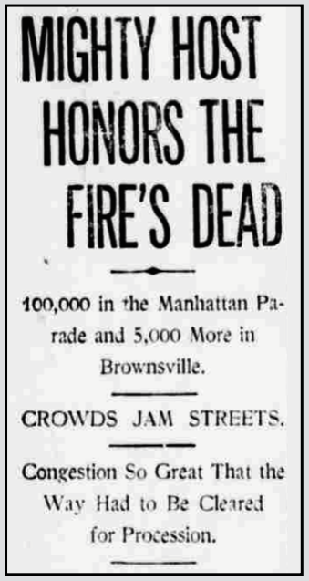 Triangle Fire, Mighty Host Honors Unidentified Dead, NY Eve Wld p1, Apr 5, 1911