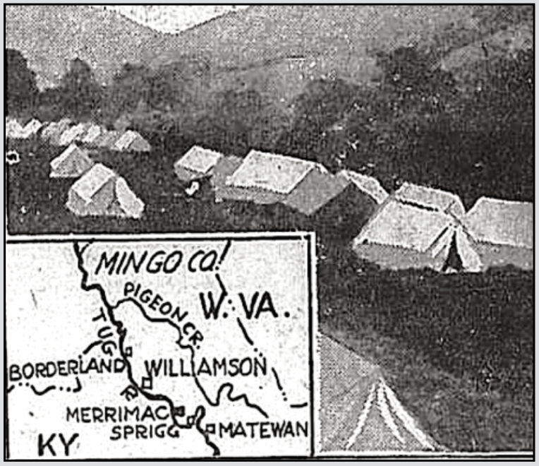 Mingo Co WV, Tent Colony, Map, WVgn p1, May 19, 1921