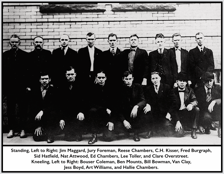 Matewan Defendants Names, WV Hx Center, see alternate photo UMWJ p14, June 15, 1921