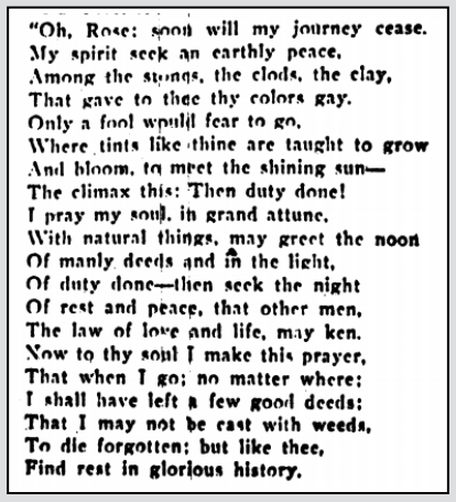 Poem, To The Rose by JK Cole, IW p2, June 15, 1911