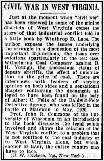 Review, Civil War in WV by WD Lane, KS City Str MO p4, June 18, 1921
