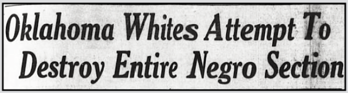 Tulsa Massacre re Negro Section, NY Age p1, June 4, 1921