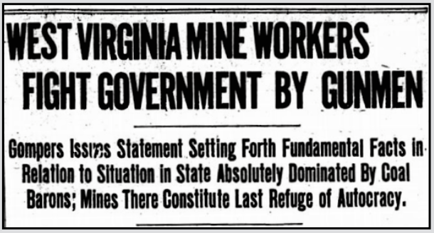 Gompers re WV Gunmen v Mine Workers, LW p1, Sept 10, 1921