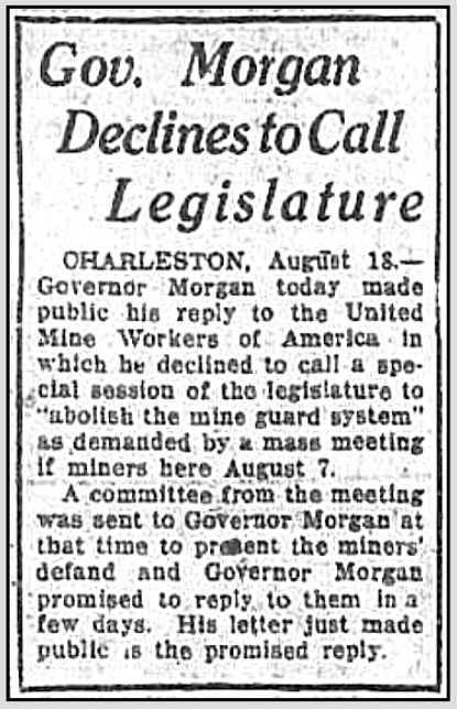 Gov re Miners Demands, WVgn p1, Aug 18, 1921