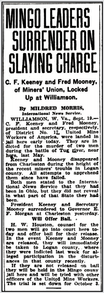 Mingo, FK n FM Jailed at Williamson on Murder Charge, WDC Tx p3, Sept 19, 1921