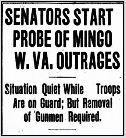 Mingo Probe by Sen Com Continues, LW p1, Sept 24, 1921