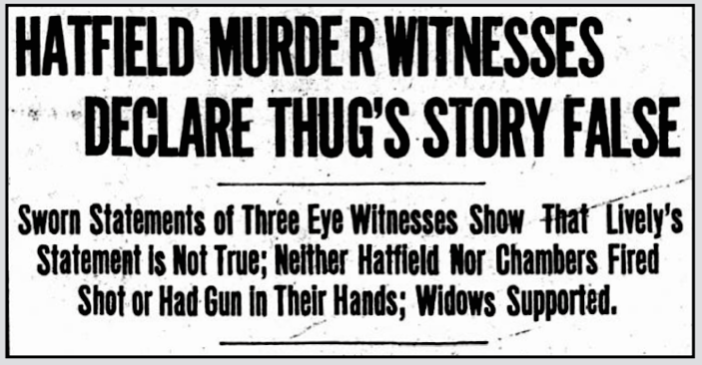 Mingo Sid Hatfield Thugs Story False, LW p1, Aug 20, 1921