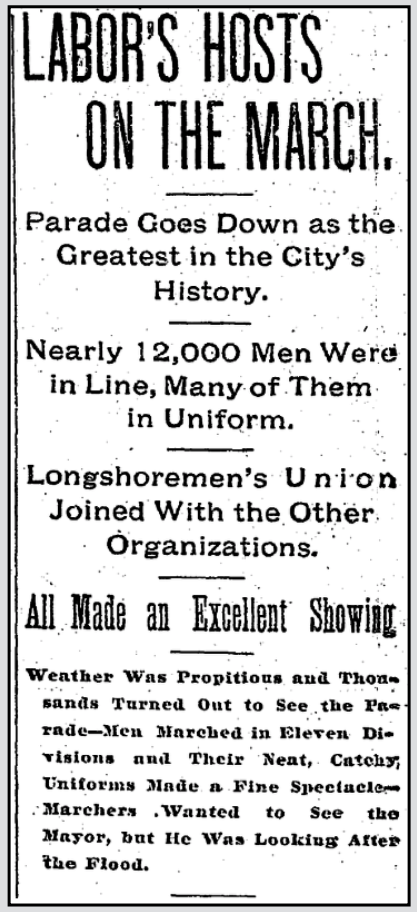 HdLn re Labor Day Parade, Clv Pln Dlr p1, Sept 3, 1901