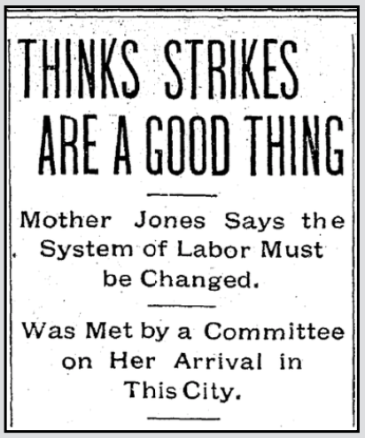 Mother Jones HdLn re Interview, Clv Pln Dlr p5, Sept 2, 1901
