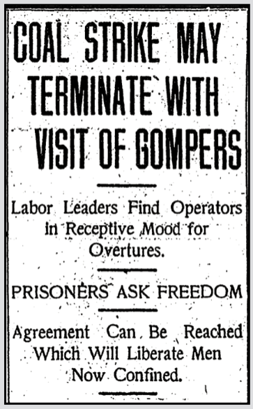 No CO Coal Strike May End, Gompers Visit, Dnv Pst p2, Aug 19, 1911