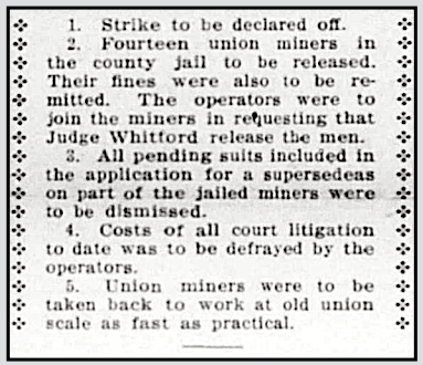 Norther Colorado Coalfield Strike UMW, Proposed Agreement, Dnv Lbr Bltn p1, Aug 24, 1911