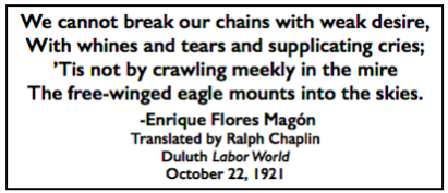 Quote Enrique Flores Magon, Struggle Not by Crawling Meekly, LW p3, Oct 22, 1921