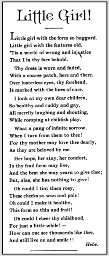Poem Little Girl by Hebe, The Comrade p46, Nov 1901