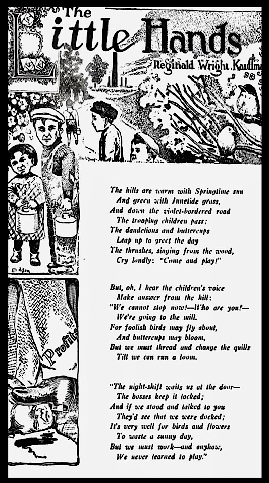 Poem Little Hands by Reginald Wright Kauffman, Cmg Ntn p16, Jan 27, 1912