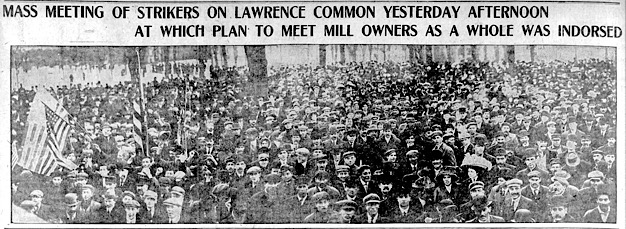 HdLn Lawrence Strikers on Common, Thousands, Bst Glb p4, Jan 23, 1912