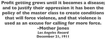 Quote Mother Jones Master Class Creates Violence, LA Rec p4, Dec 21, 1911