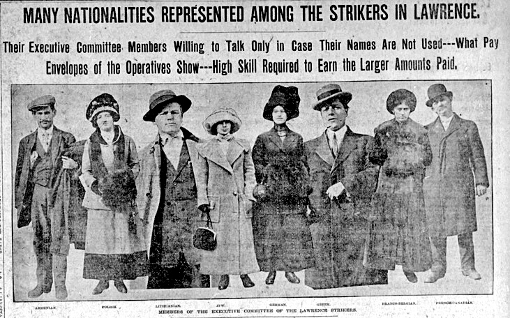 Lawrence Textile Strike Committee Nationalities Repd, Bst Glb p9, Jan 28, 1912