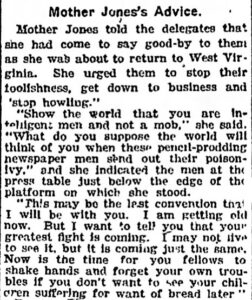 Mother Jones Speaks at UMWC Sept 29, Ipl Str p5, Sept 30, 1921