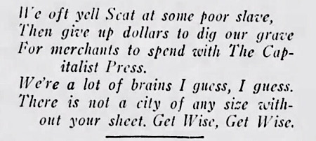 POEM Capitalist Press by Agnes Thecla Fair 3, Cmg Ntn p16, Feb 3, 1912