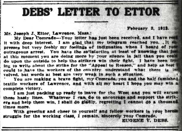 Debs Letter to Ettor, NY Call p2, Feb 15, 1912
