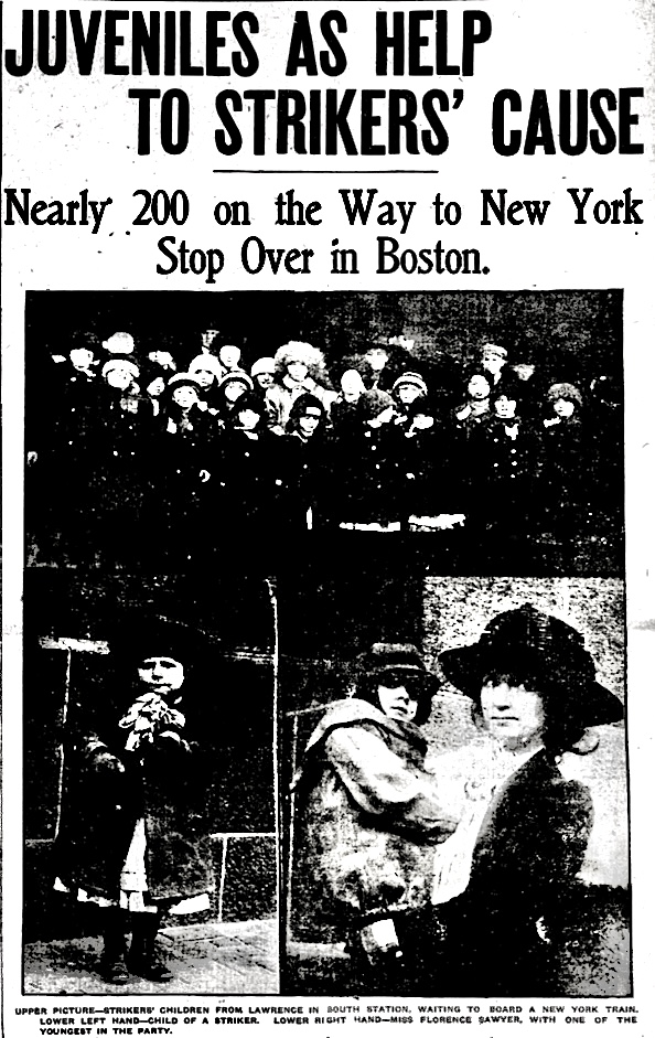 Lawrence Strikers Children to NYC, Bst Glb Eve p1, Feb 10, 1912