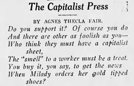 POEM Capitalist Press by Agnes Thecla Fair 1, Cmg Ntn p16, Feb 3, 1912