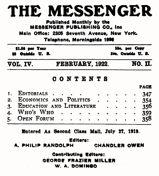 Editors Randolph Owen, Messenger p346, Feb 1922
