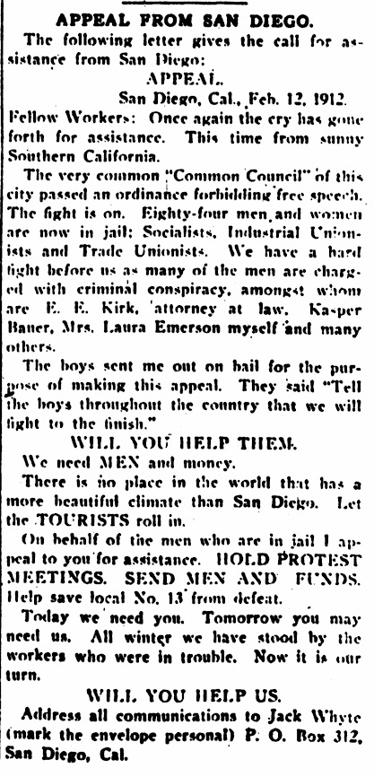 Appeal from IWW San Diego FSF, IW p4, Feb 22, 1912
