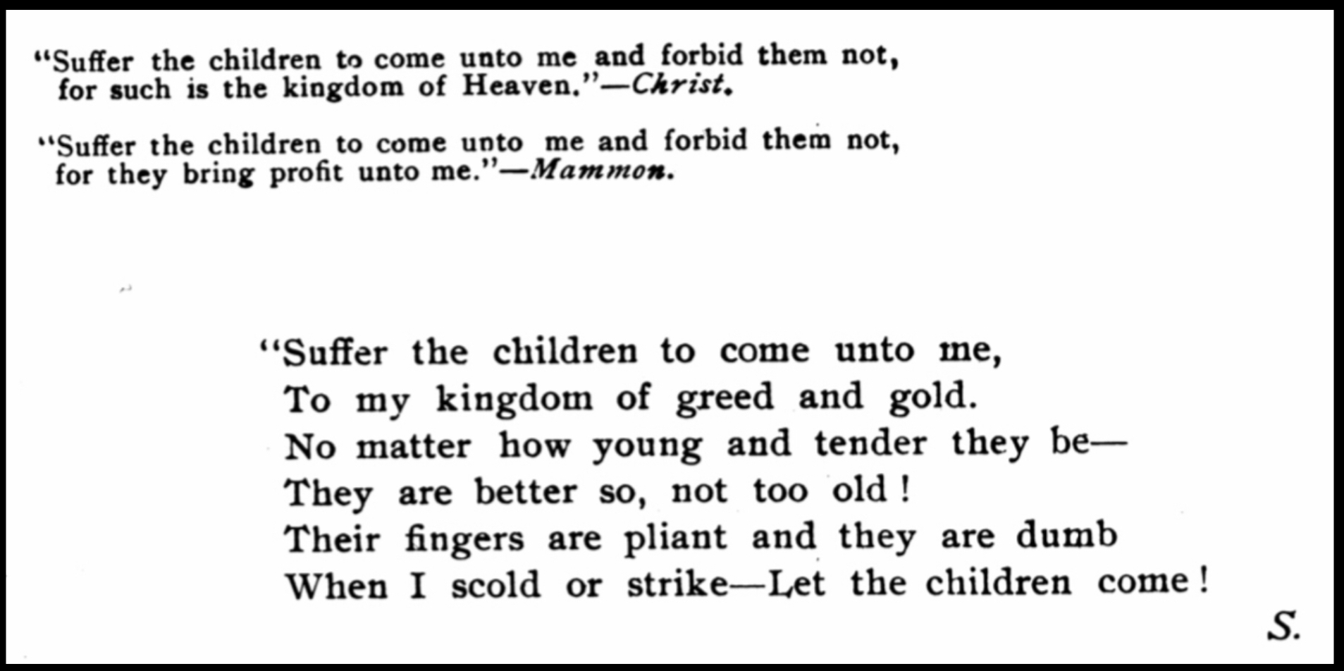Cartoon, Suffer the Children by JH Morier Detail Poem, Comrade p111, Feb 1902