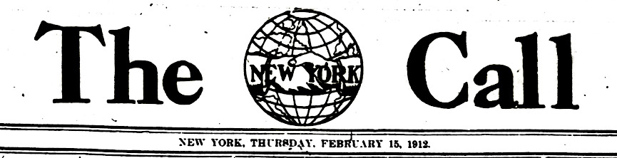 New York Call Masthead, Lawrence Edition, Feb 15, 1912