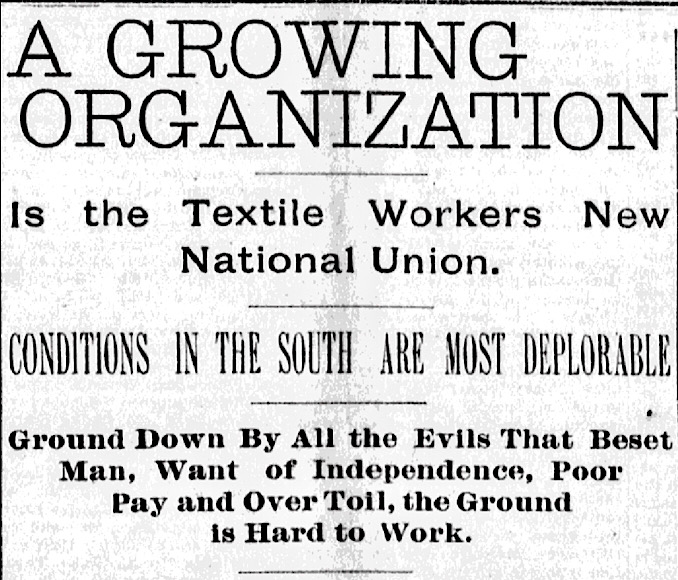 HdLn Textile Workers Union Growing, Bmghm Lbr Adv p1, Feb 22, 1902