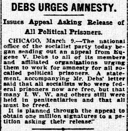 HdLn EVD Urges Amnesty, WDC Eve Str p2, Mar 9, 1922