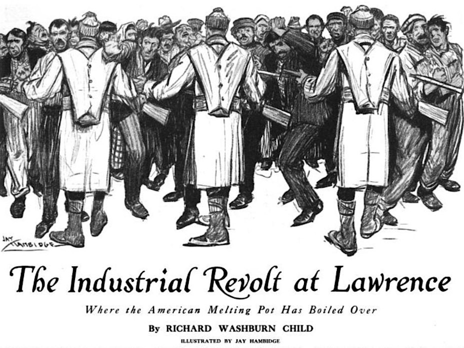 Revolt at Lawrence by Jay Hambidge, Colliers p13, Mar 9, 1912