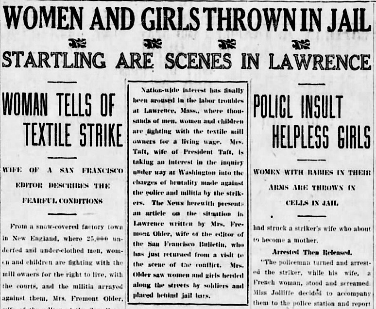 Cora Older re Lawrence Strike, San Bernadino CA Ns p3, Mar 7, 1912