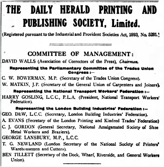 London Dly Hld Printing Society, Ben Tillett, p7, Apr 20, 1912