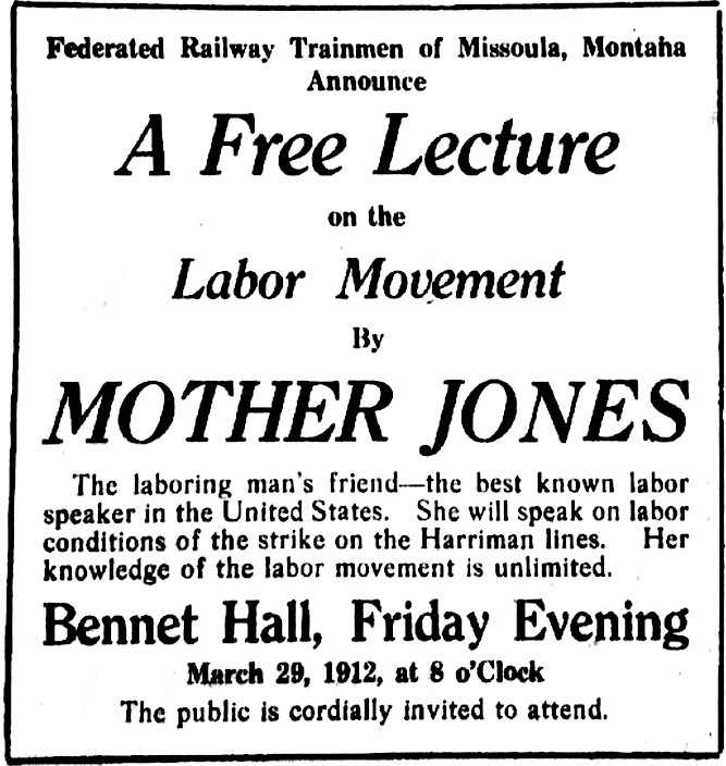 Mother Jones Ad, Dly Missoulian p2, Mar 28, 1912