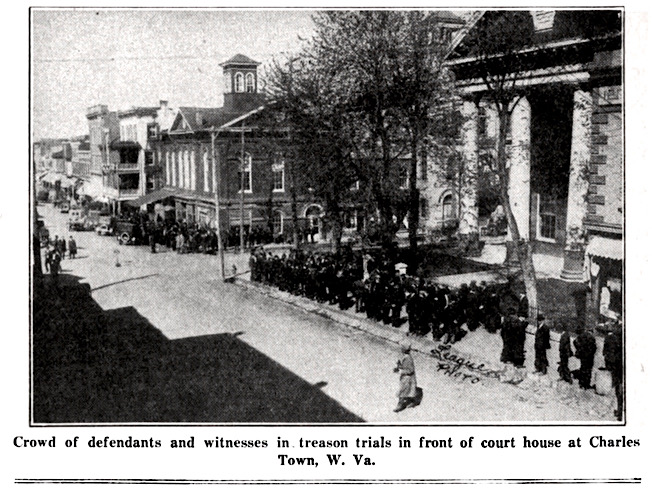 WV Treason Trial Crowd at Courthouse, UMWJ p3, May 15, 1922