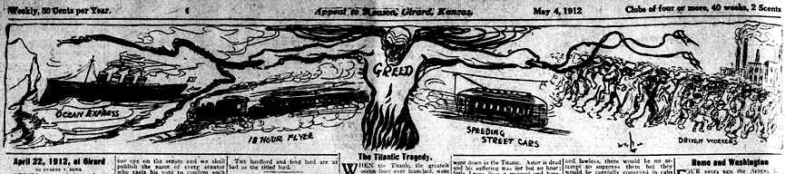 Greed Kills Titanic etc, AtR p4, May 4, 1912