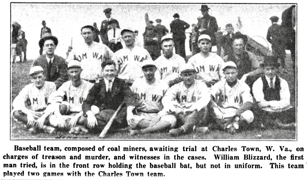 WV Treason Trial Baseball Team w Blizzard, UMWJ p17, June 1, 1922