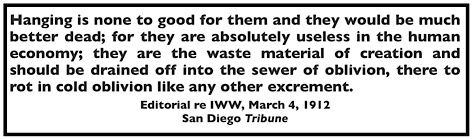 Quote re IWW FSF San Diego Tribune, Mar 4, 1912 fr Mother Earth p106, June 1912