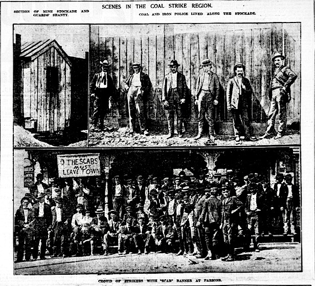 Anthracite Strike Scenes, Scab Sign Parsons PA, NY Tb p1, June 9, 1902