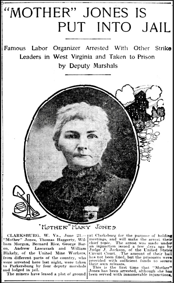 Mother Jones to Jail at Parkersburg WV, Phl Inq p24, June 22, 1902
