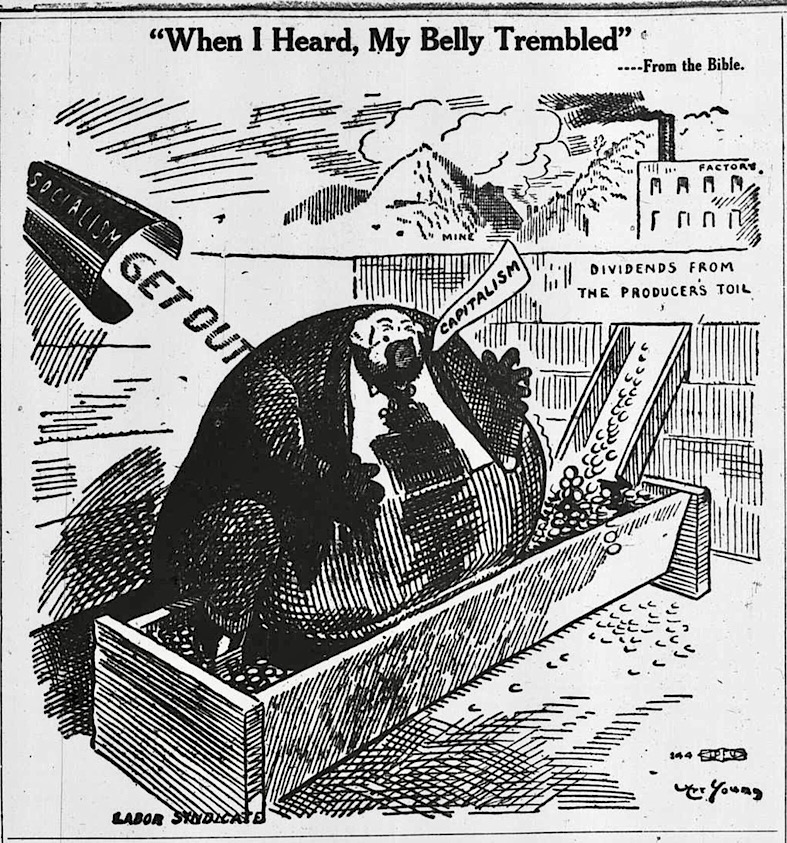 Cartoon Art Young, Capitalism Fat Belly, Wlg Maj p6, July 4, 1912