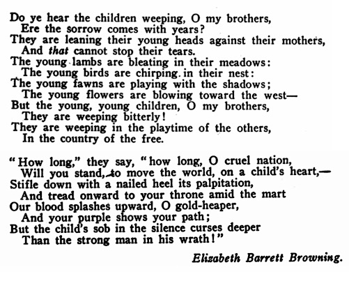 Poem EB Browning, Hear the Children, Comrade p221, July 1902