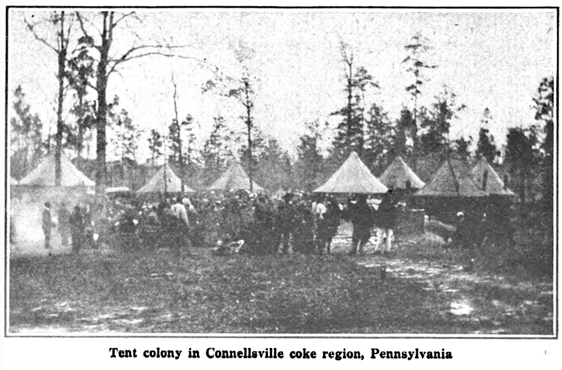 Connellsville Coal Strike, Tent Colony, UMWJ p16, July 15, 1922