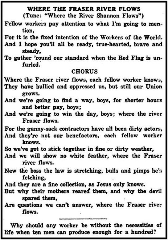 IWW Songs Joe Hill, Fraser River, LRSB 15th p56, Oct 1919