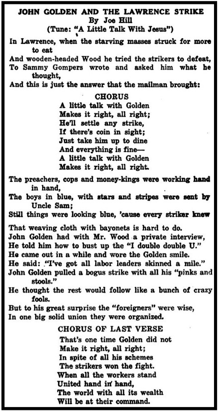 IWW Songs Joe Hill, John Golden, LRSB 15th p48, Oct 1919