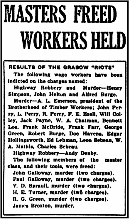 HdLn Master Freed Workers Held re Grabow, IW p1, Aug 15, 1912
