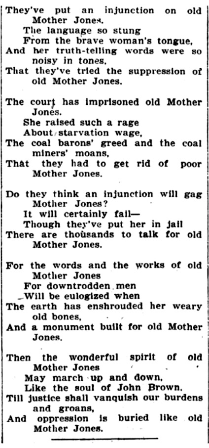 POEM Injunction Old Mother Jones, LW p4, Aug 9, 1902