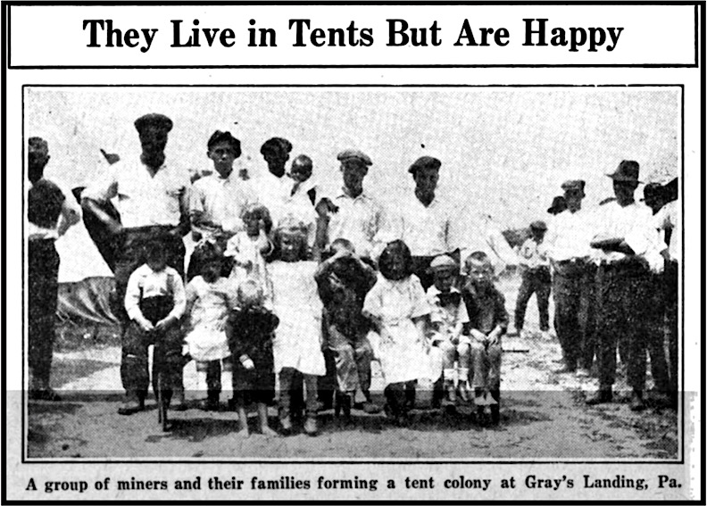 National Coal Strike, Tent Colony Garys Landing PA, UMWJ p11, Sept 1, 1922